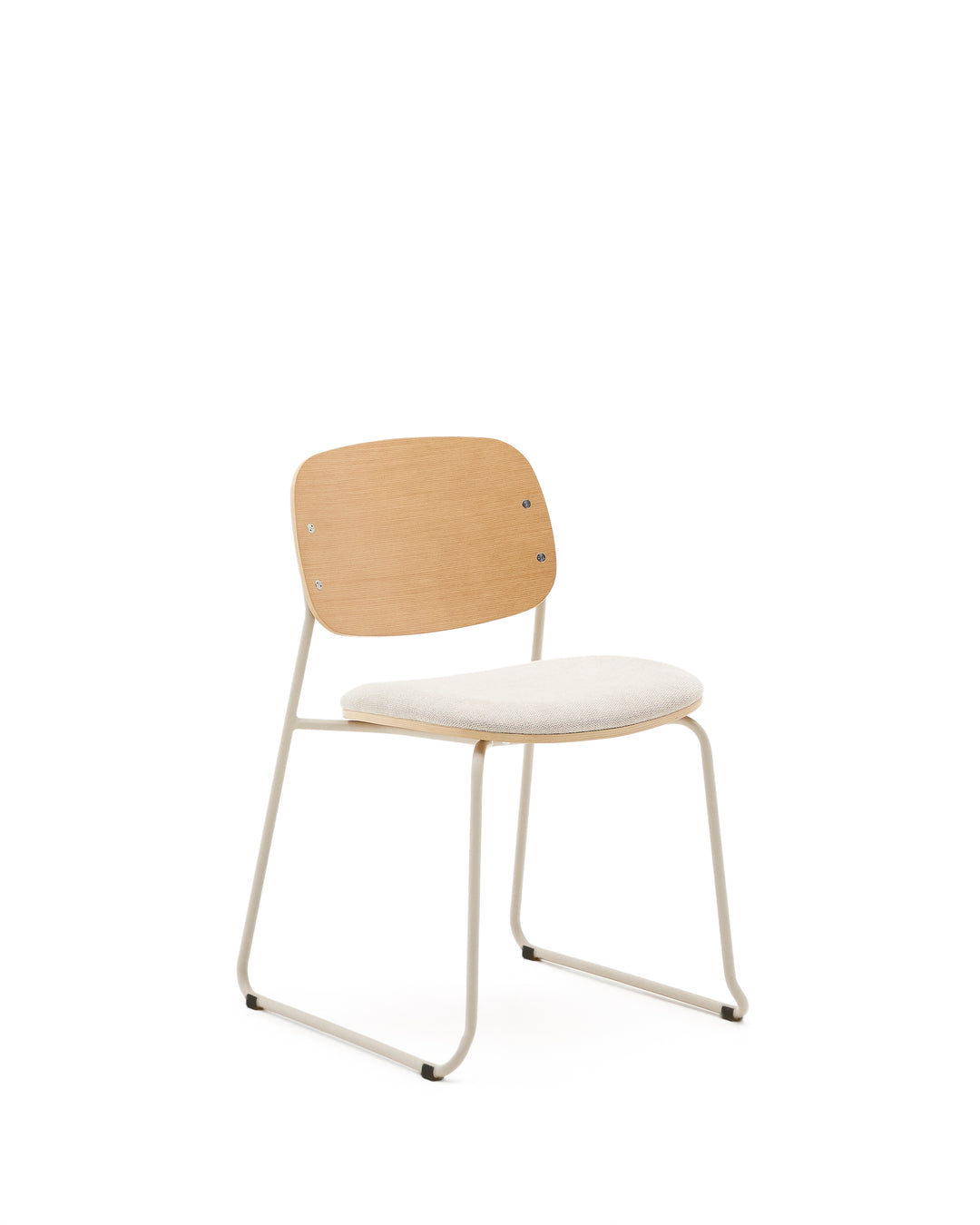 KAVE HOME Meli spisebordsstol stabelbar poppelkrydsfiner beige chenille og beige metal