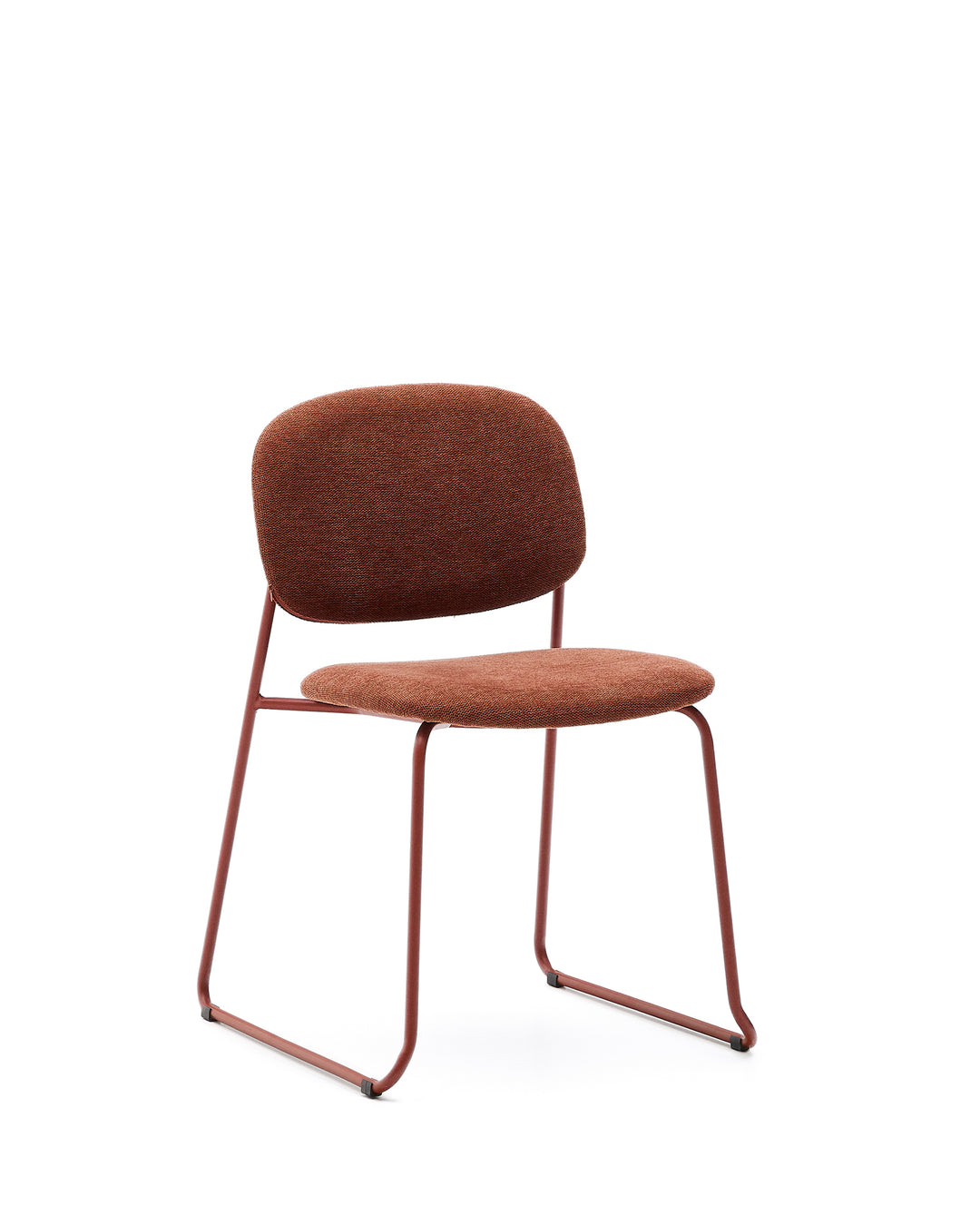 KAVE HOME Meli spisebordsstol stabelbar terrakotta chenille stof og terrakotta metal