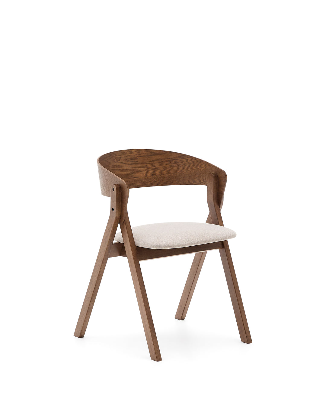 KAVE HOME Godia spisebordsstol m. armlæn beige chenille stof og askefinér med wenge finish