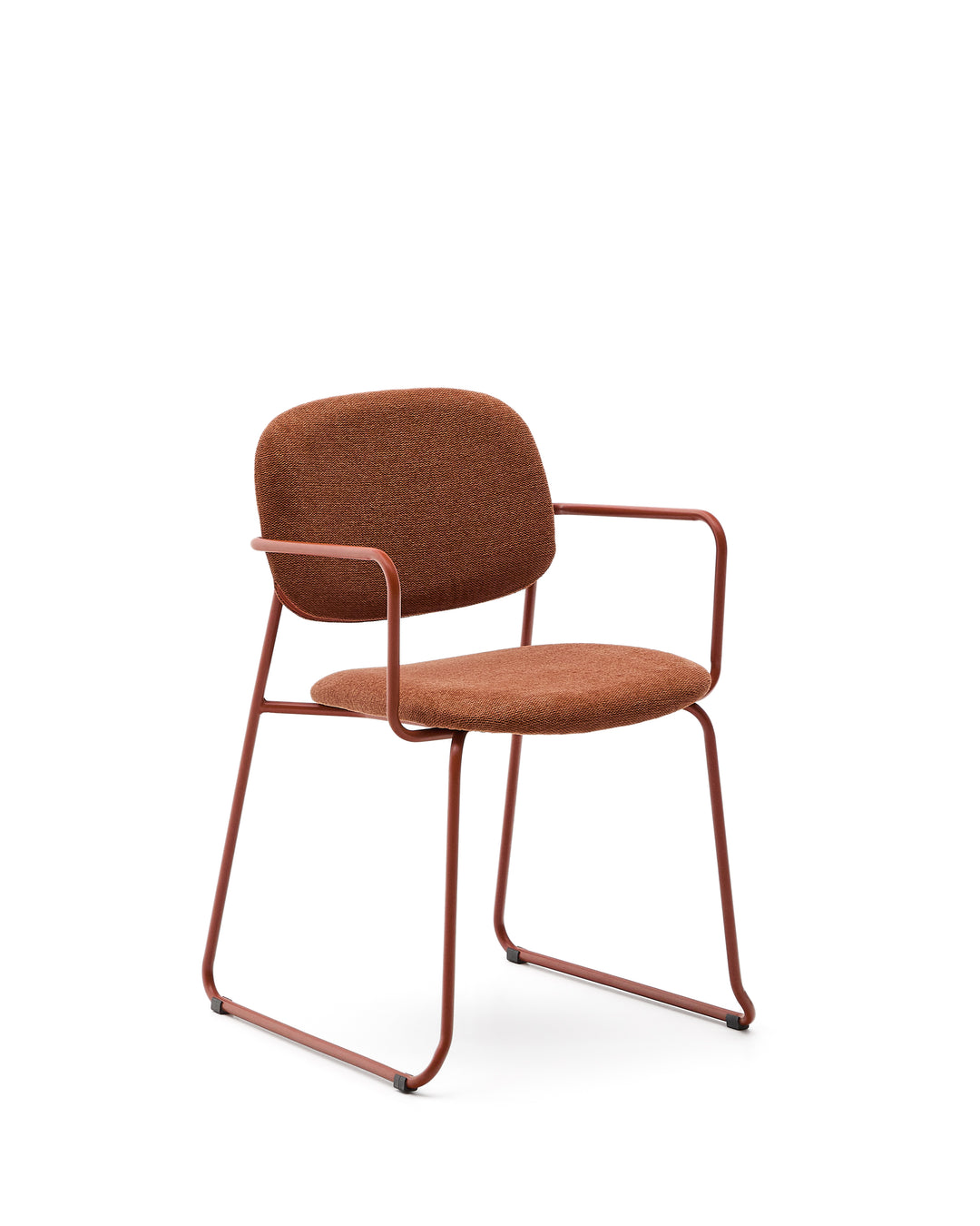 KAVE HOME Meli spisebordsstol m. armlæn terracotta chenille og terracotta metal