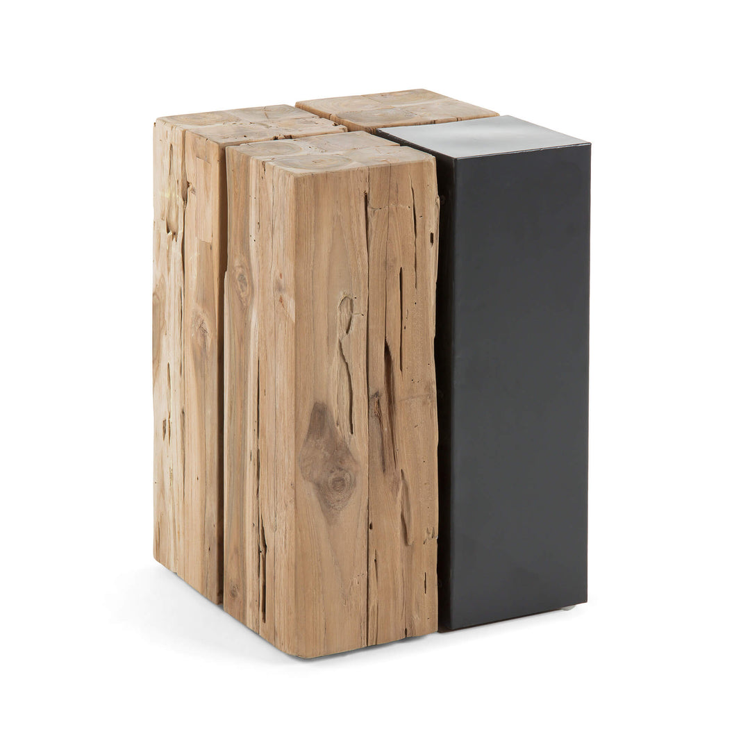 KAVE HOME Ognak sidebord natur teaktræ og metal kvadratisk 29x29