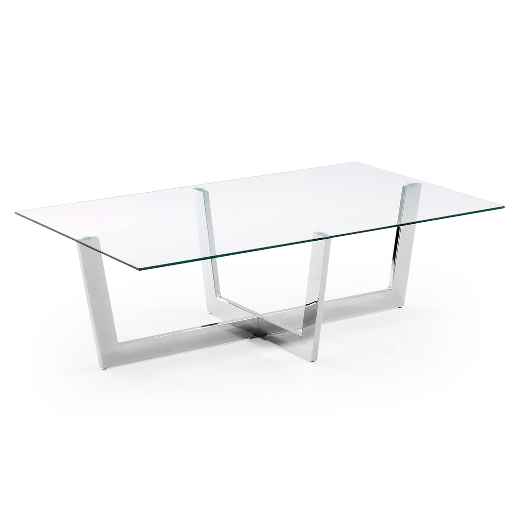 KAVE HOME Plum sofabord klar/sølv glas/stål rektangulær 120x70