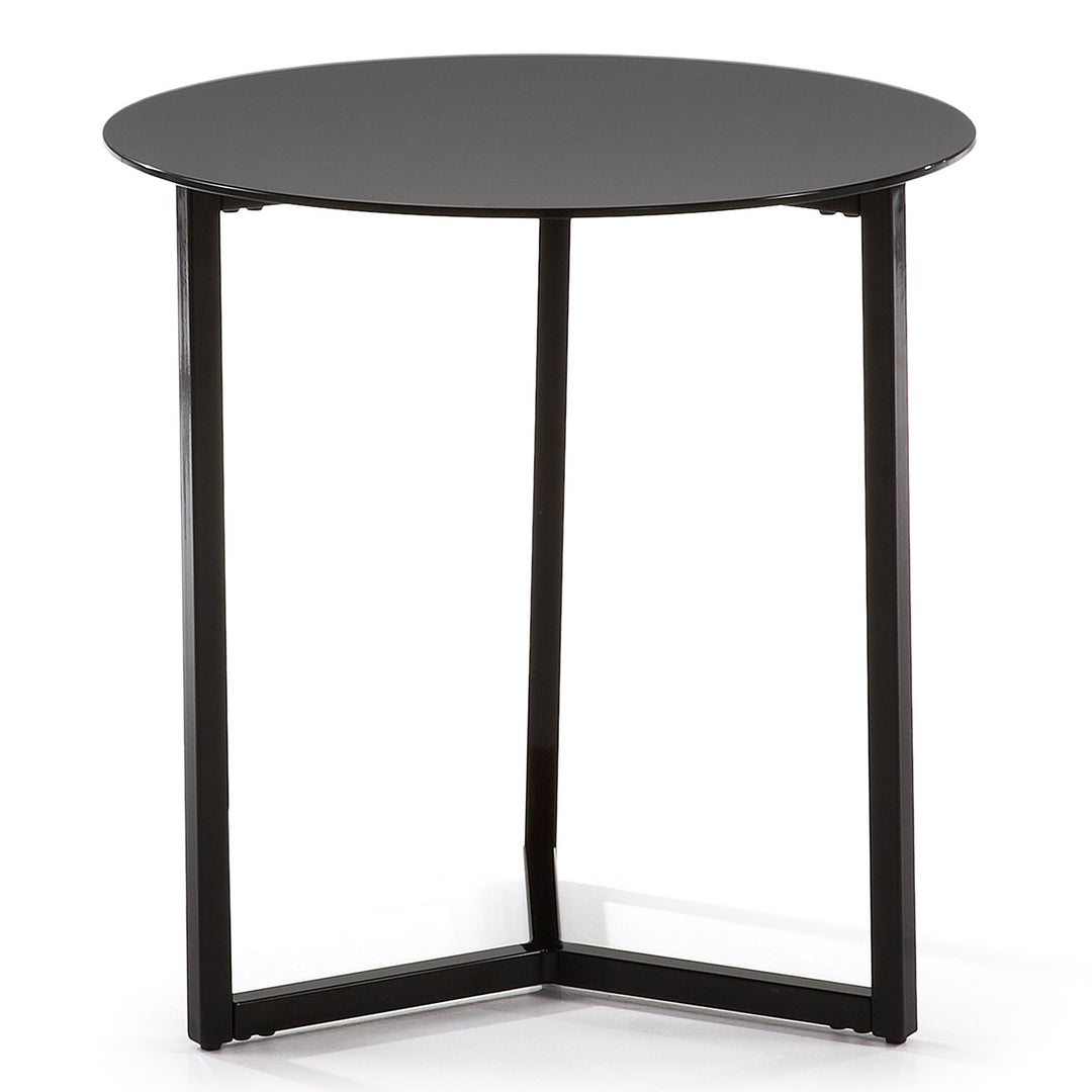KAVE HOME Marae sidebord sort glas og stål Ø50