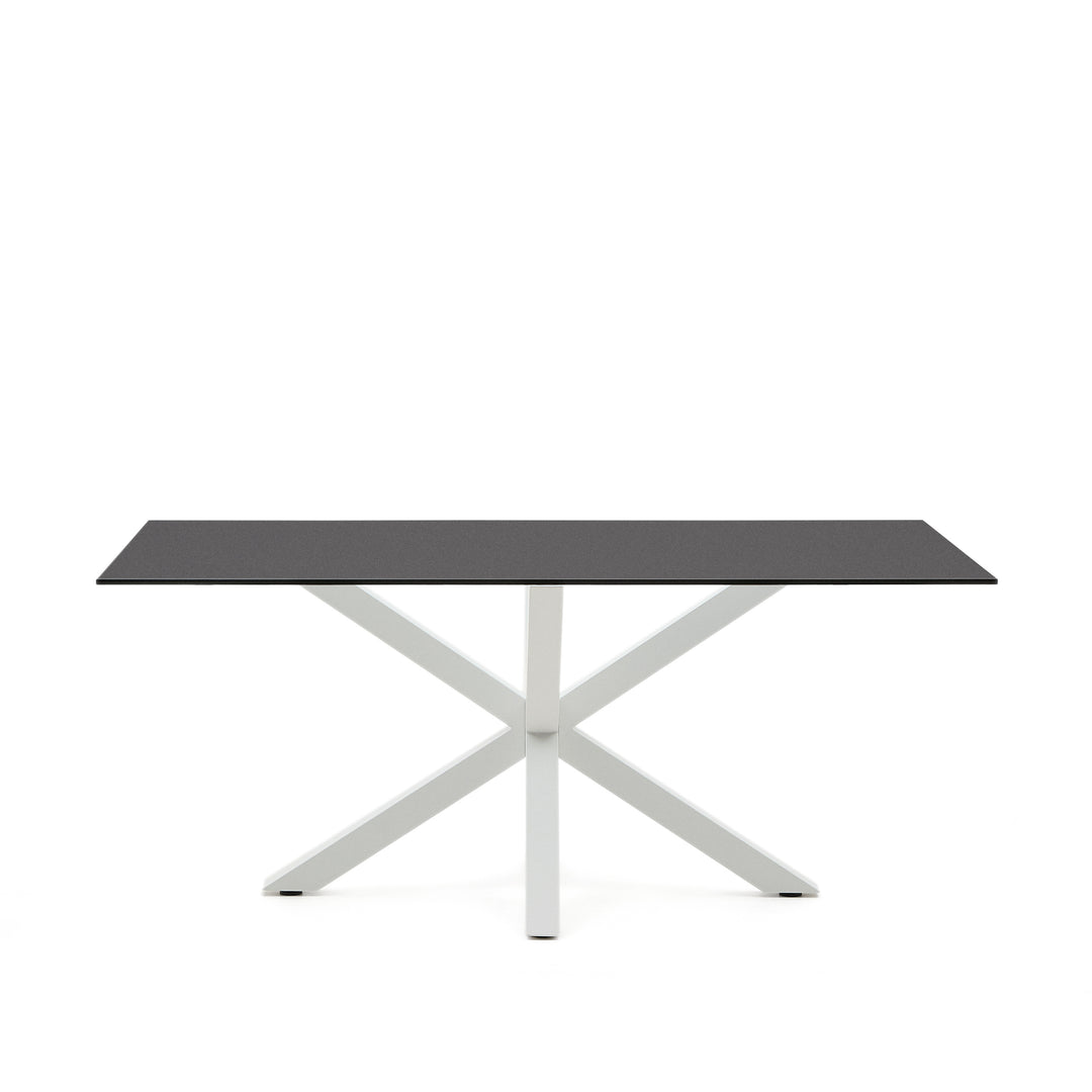 KAVE HOME Argo spisebord rektangulær matteret sort glas og hvid stål 180x100