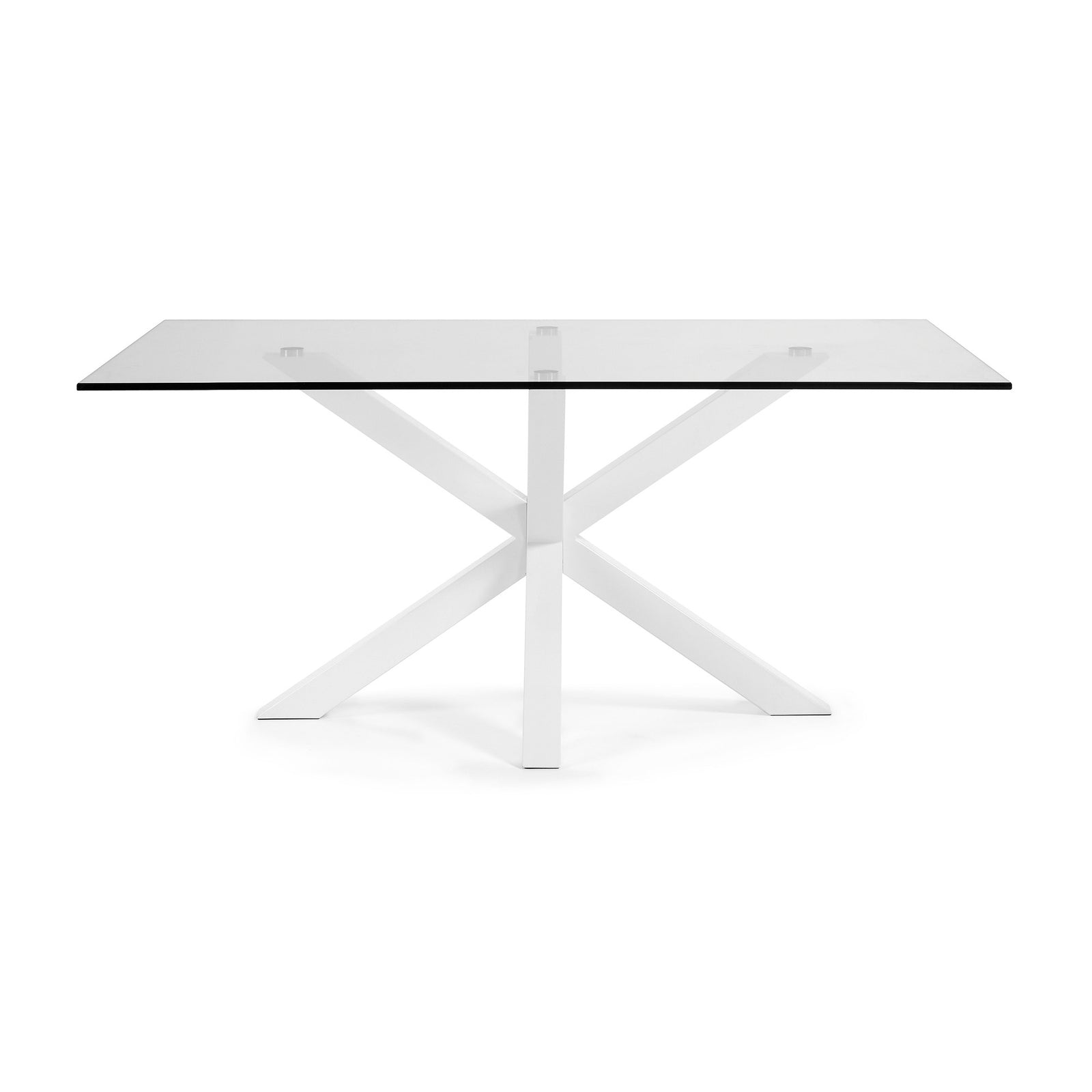 Produktbillede af KAVE HOME Argo spisebord rektangulær klar glas og hvid stål 180x100 i premium kvalitet