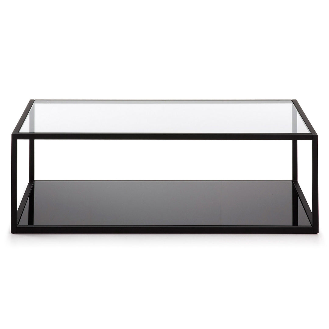 KAVE HOME Greenhill sofabord m. hylde klar glas og sort stål 110x60