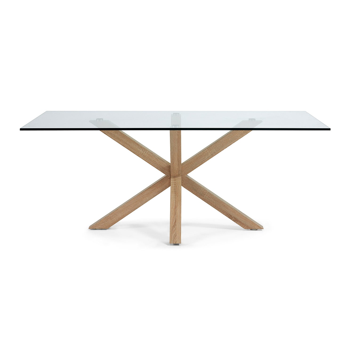 Produktbillede af KAVE HOME Arya spisebord klar glas og natur stål 200x100 i premium kvalitet