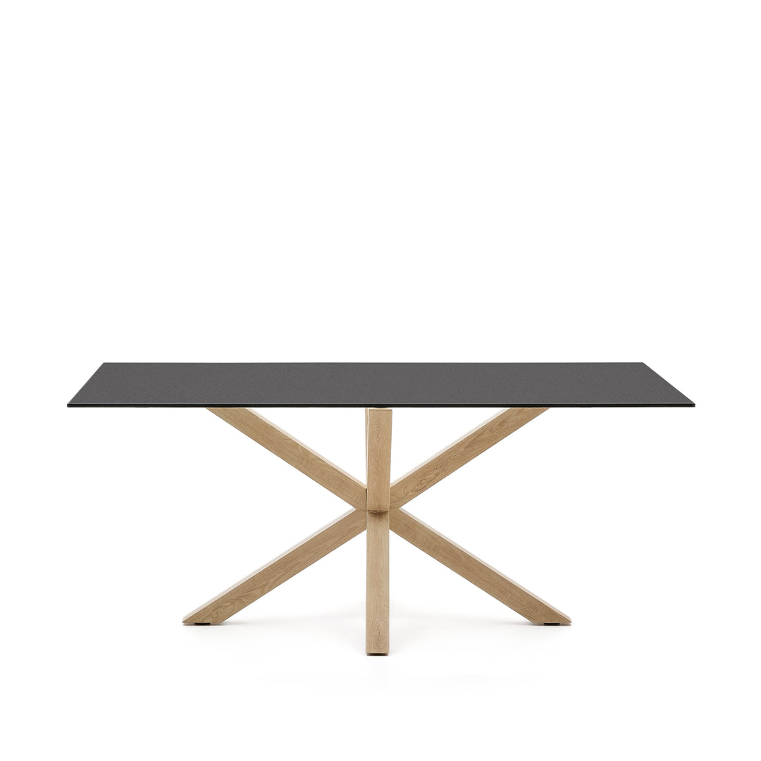 Produktbillede af KAVE HOME Argo spisebord rektangulær matteret sort glas og stål med Sonoma træfinish 180x100 i premium kvalitet