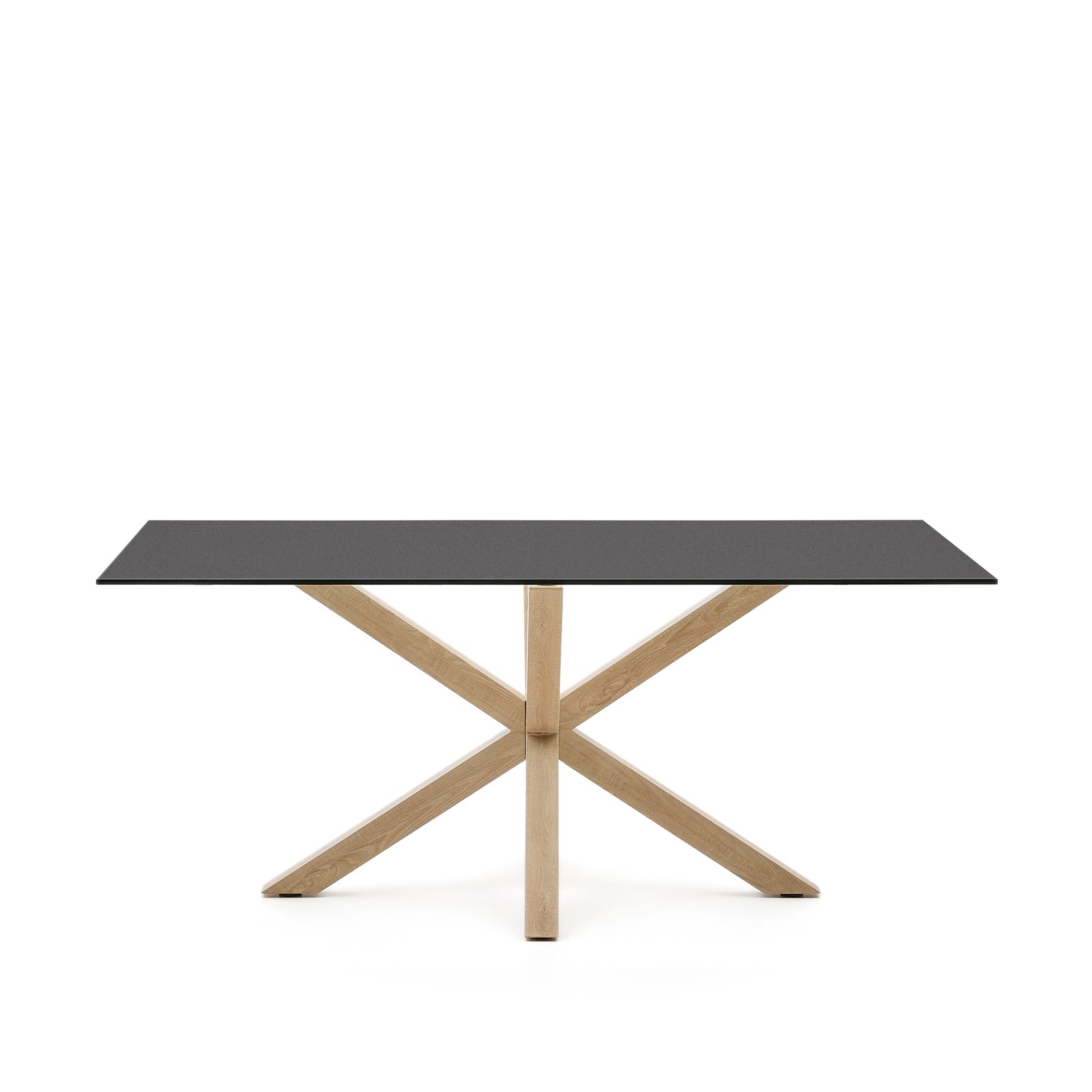 Produktbillede af KAVE HOME Argo spisebord rektangulær matteret sort glas og stål med Sonoma træfinish 180x100 i premium kvalitet