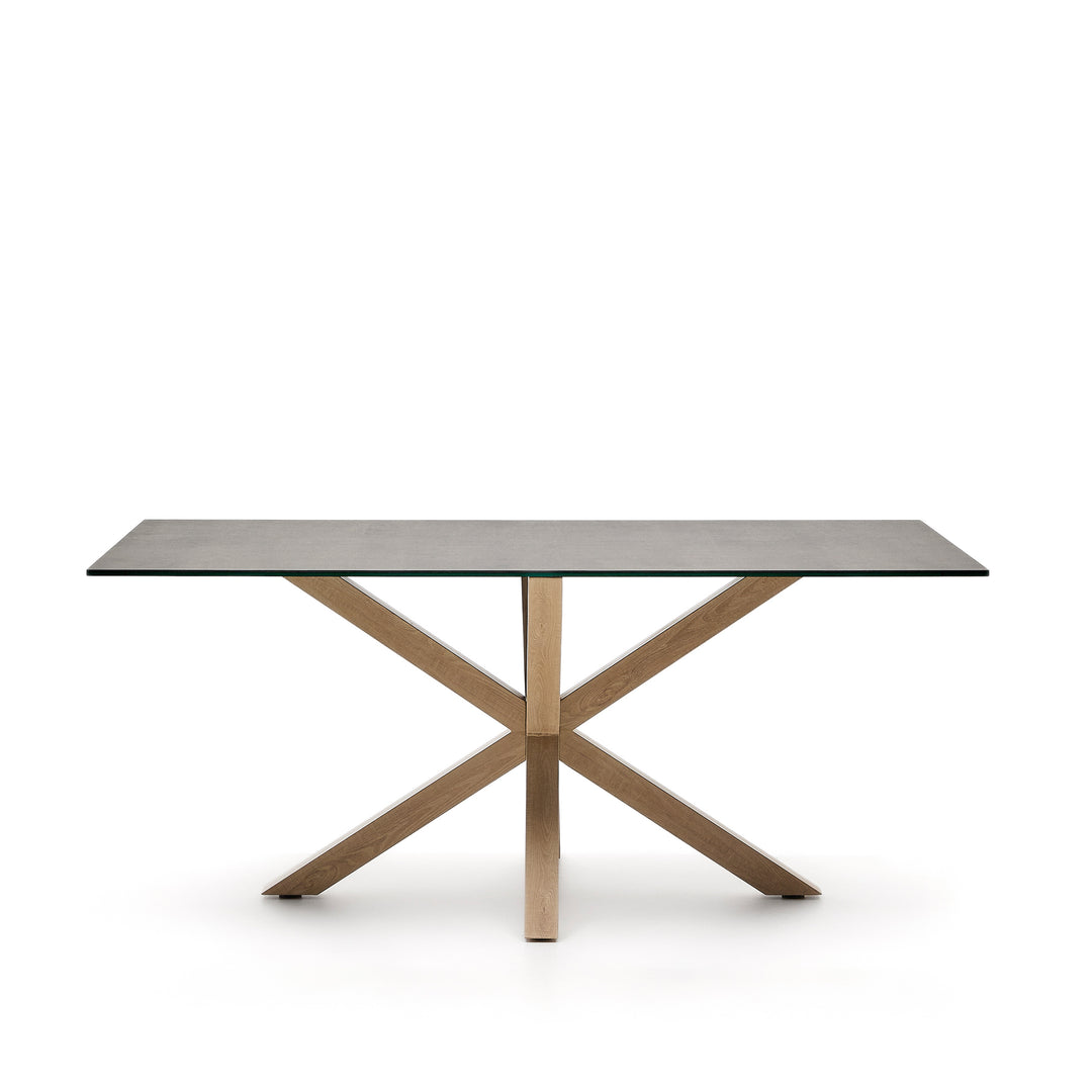 KAVE HOME Argo spisebord rektangulær jern mos porcelæn og stål med træfinish 180x100