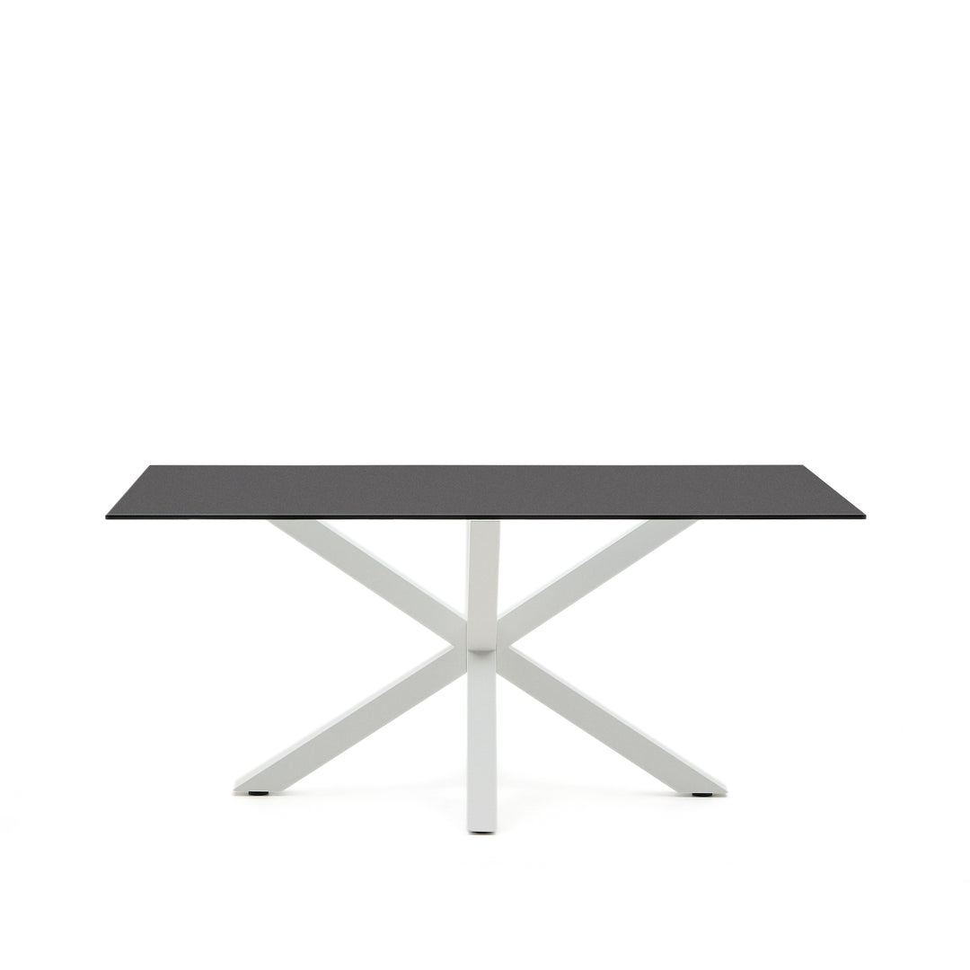 KAVE HOME Argo spisebord rektangulær matteret sort glas og hvid stål 160x90
