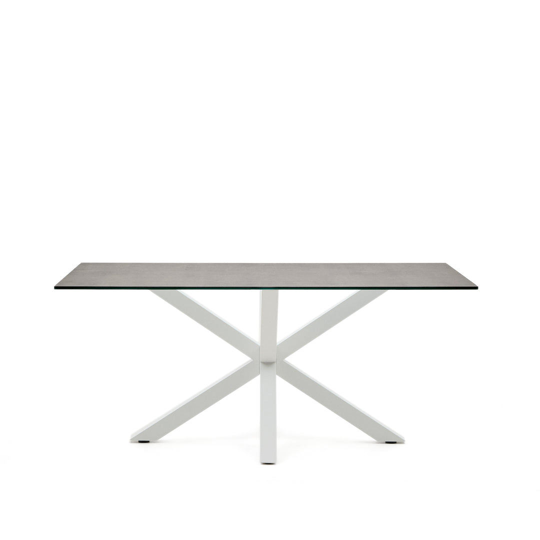 KAVE HOME Argo spisebord rektangulær jern mos porcelæn og hvid stål 160x90