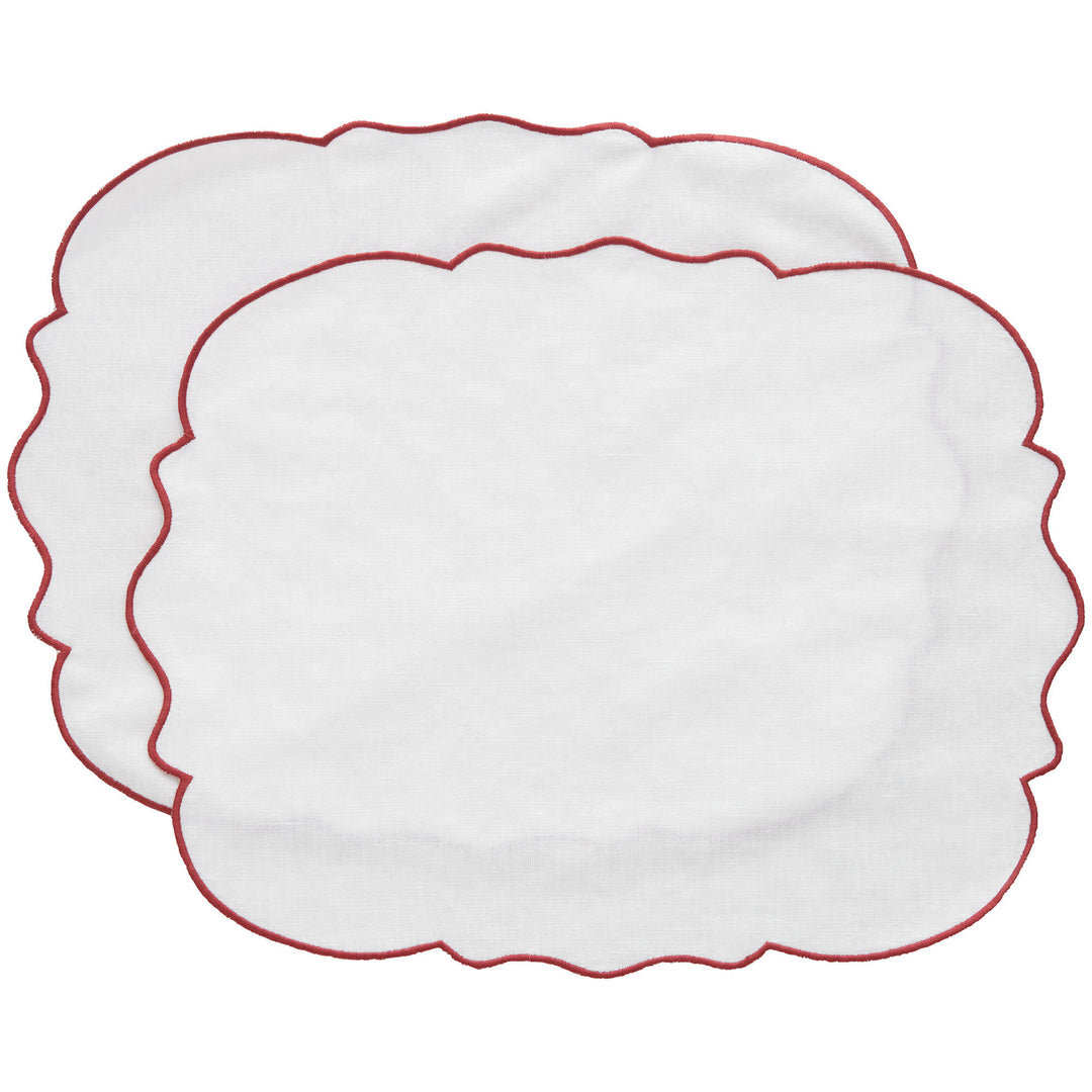Decotique Decotique Gia dækkeserviet, burgundy/hvid, 2 stk. – produktvisning (Bordskåner)