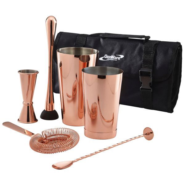 Produktbillede af Kobber Cocktail Bar Kit 7 Dele på tilbud – premium kvalitet og detaljer