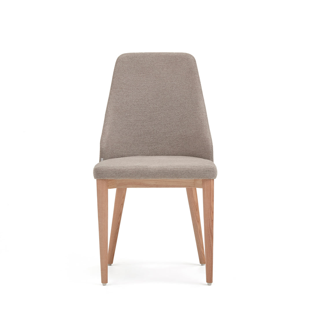 Produktbillede af KAVE HOME Rosie spisebordsstol brun chenille stof og natur asketræ i premium kvalitet