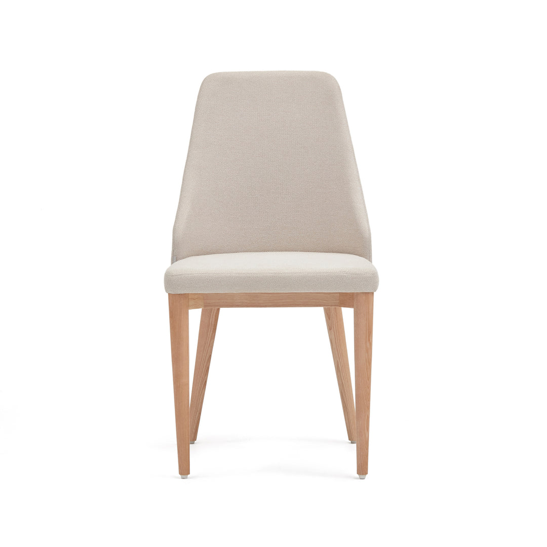 KAVE HOME Rosie spisebordsstol beige chenille stof og natur asketræ
