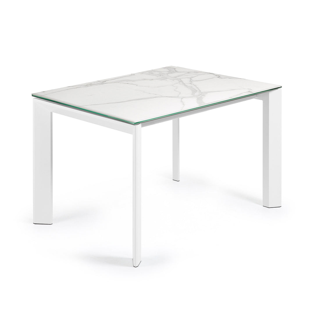 KAVE HOME Axis spisebord m. butterflybordplade porcelæn og hvid stål 120 180
