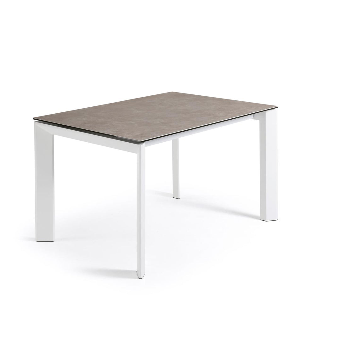 KAVE HOME Axis spisebord m. butterflybordplade Vulcano Ceniza porcelæn og hvid stål 120 180