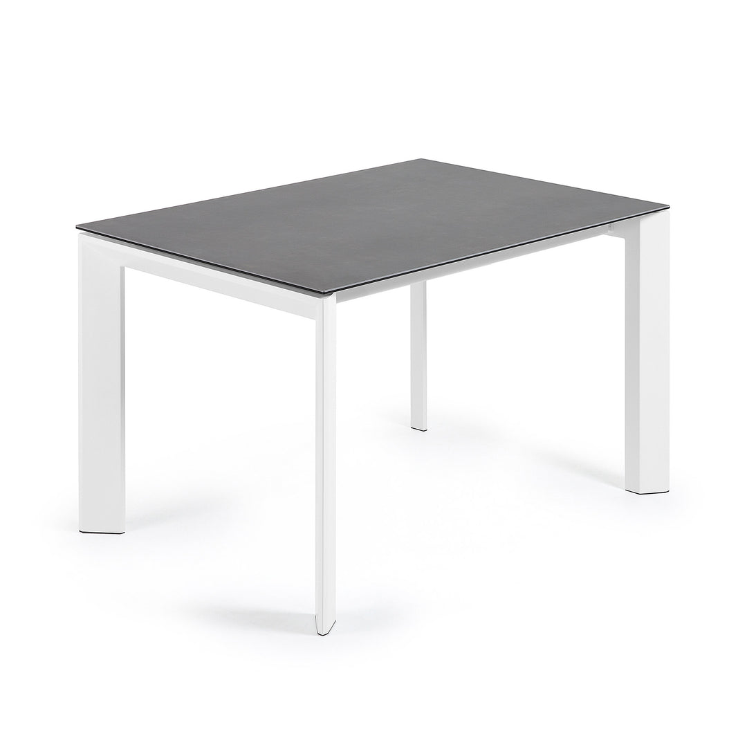 KAVE HOME Axis spisebord m. butterflybordplade grå porcelæn og hvid stål 120 180 x80