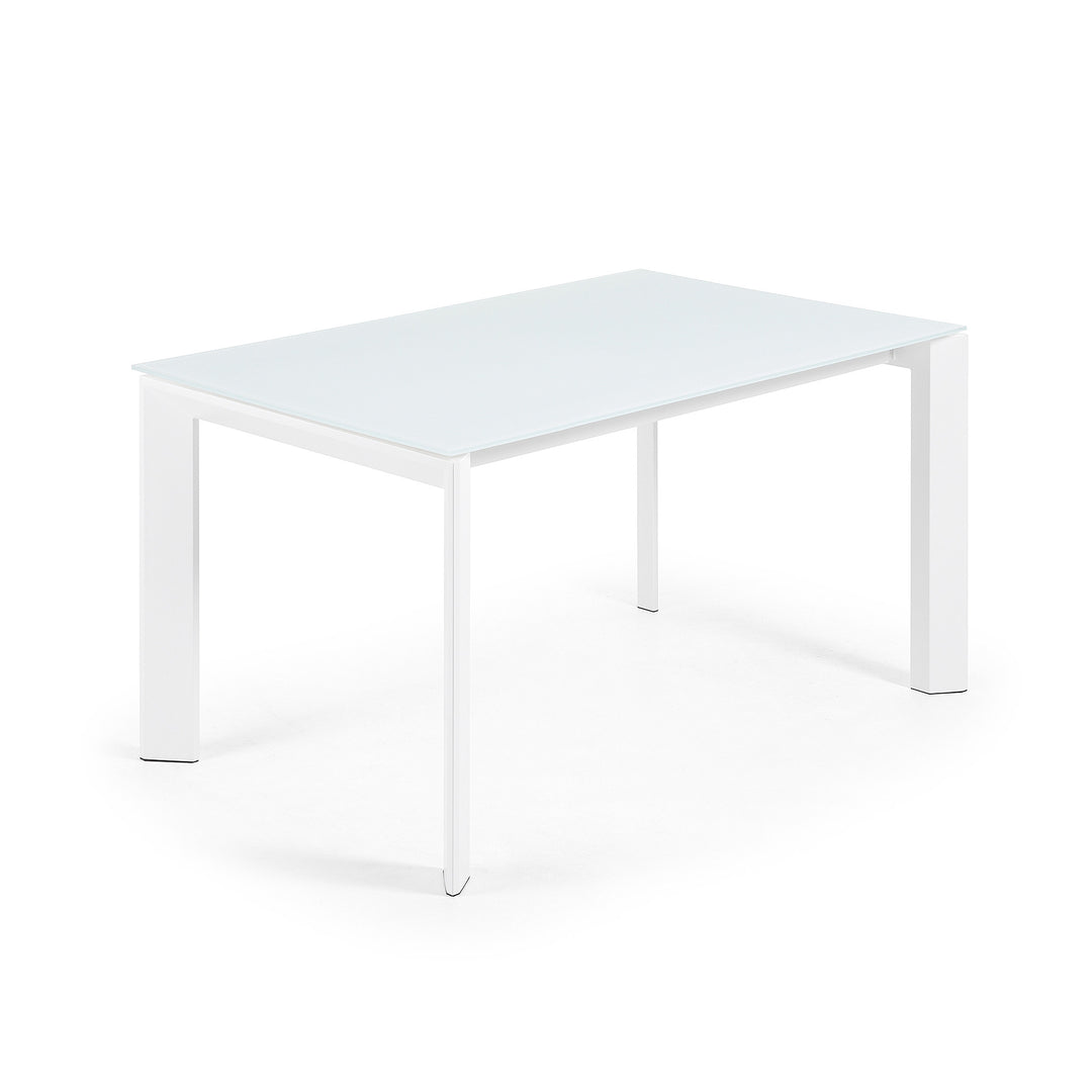 KAVE HOME Axis spisebord m. butterflybordplade hvid glas og hvid stål 140 200 x90