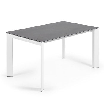 KAVE HOME Axis spisebord m. butterflybordplade grå porcelæn og hvid stål 140 200 x90