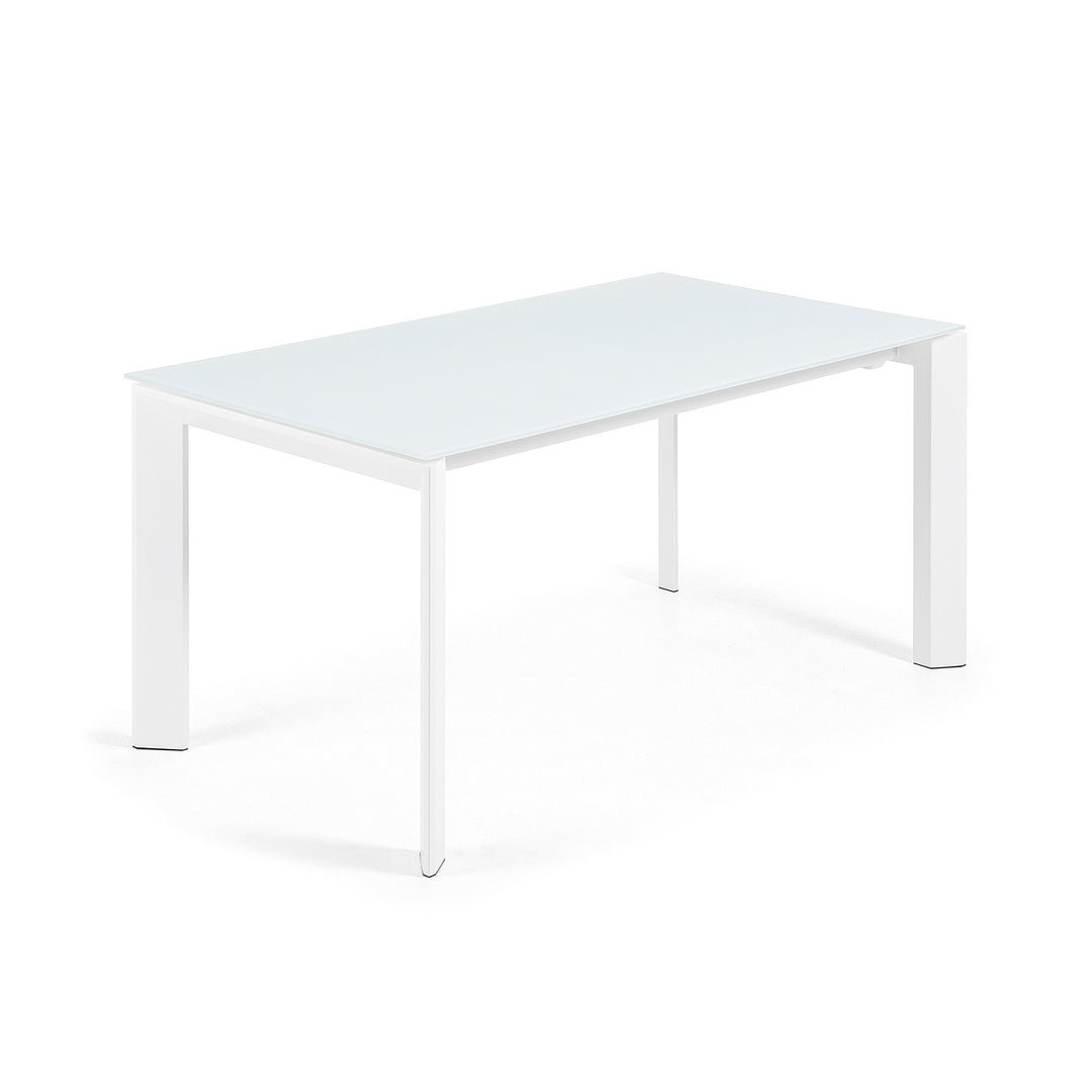 KAVE HOME Axis spisebord m. butterflybordplade hvid glas og hvid stål 160 220 x90
