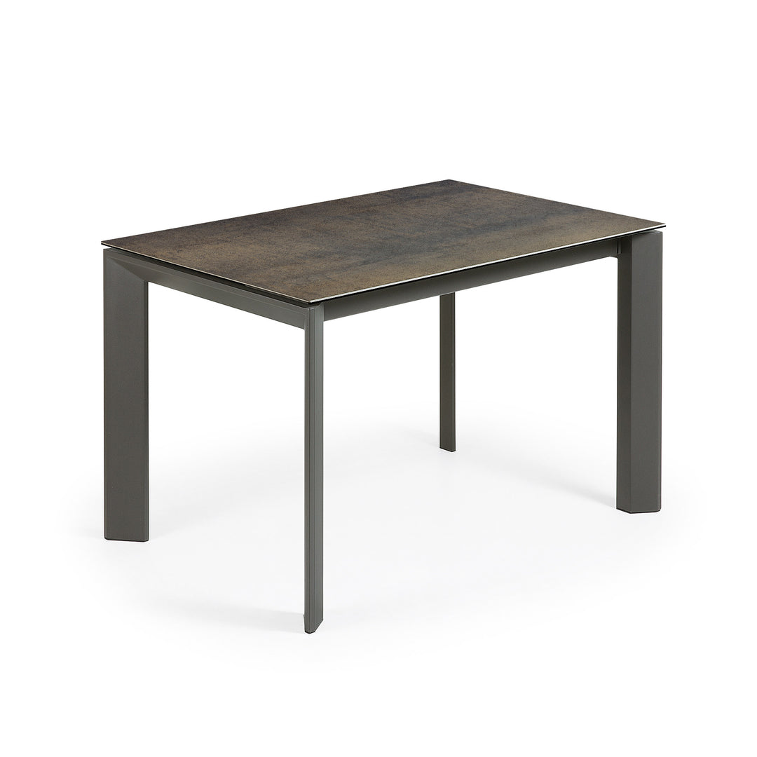 KAVE HOME Axis spisebord m. butterflybordplade Iron Moss porcelæn/antracitgrå stål 120 180