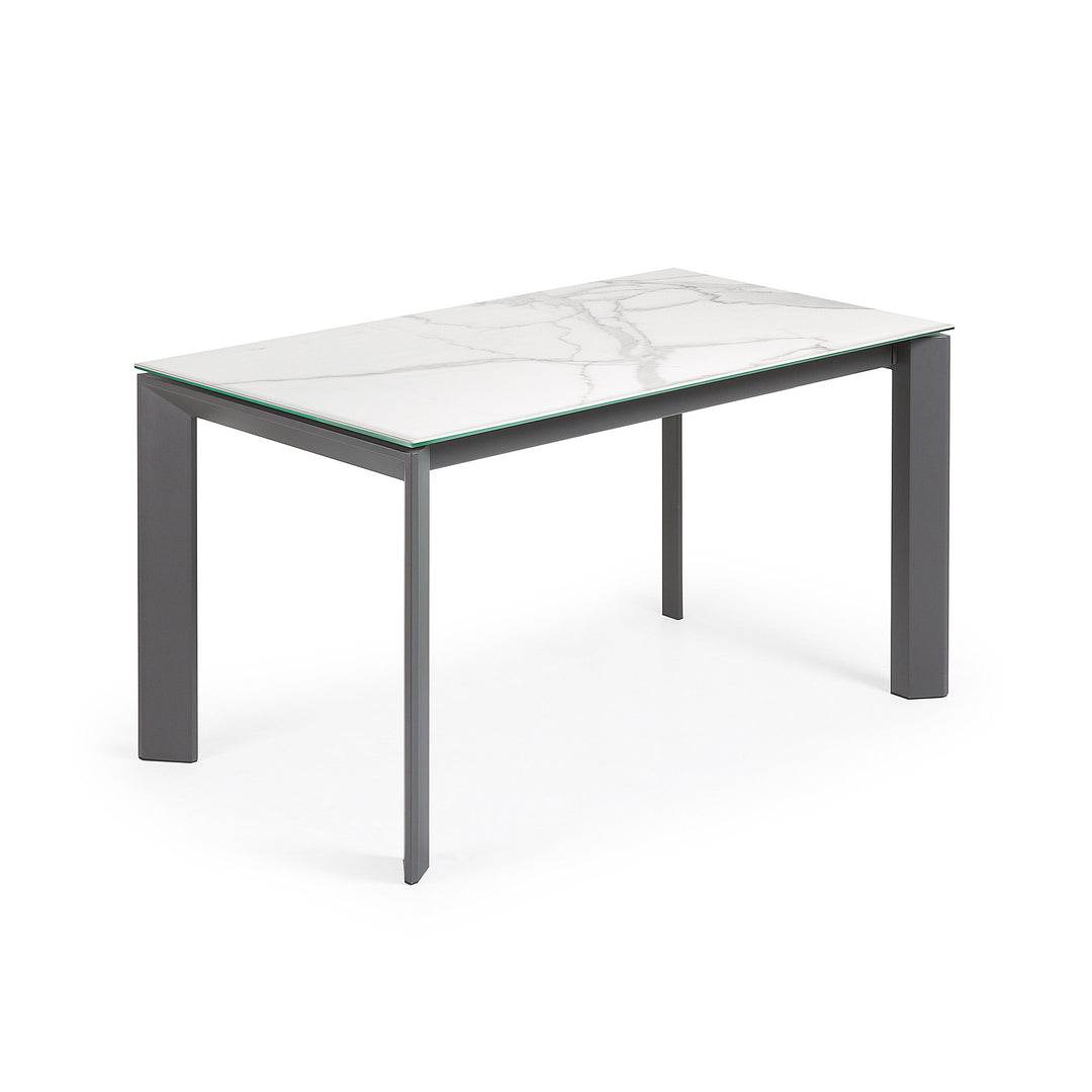 Produktbillede af KAVE HOME Axis spisebord m. butterflybordplade Kalos Blanco porcelæn/mørkegrå stål 140 200 i premium kvalitet