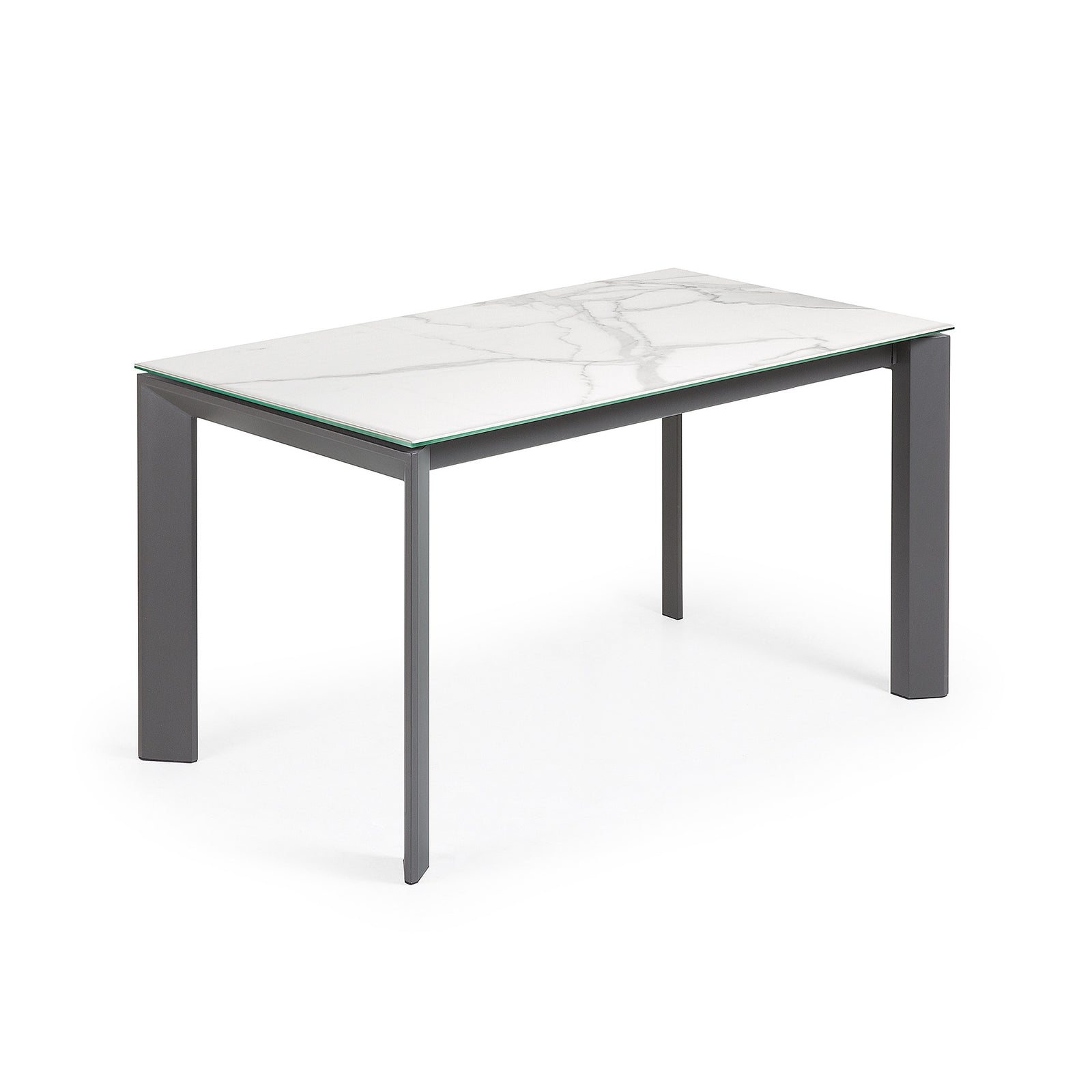 Produktbillede af KAVE HOME Axis spisebord m. butterflybordplade Kalos Blanco porcelæn/mørkegrå stål 140 200 i premium kvalitet