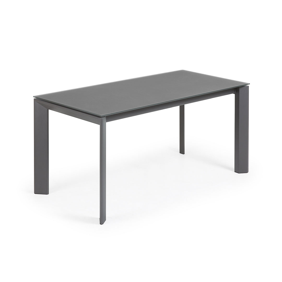 Produktbillede af KAVE HOME Axis spisebord m. butterflybordplade grå glas og mørkegrå stål 160 220 x90 i premium kvalitet