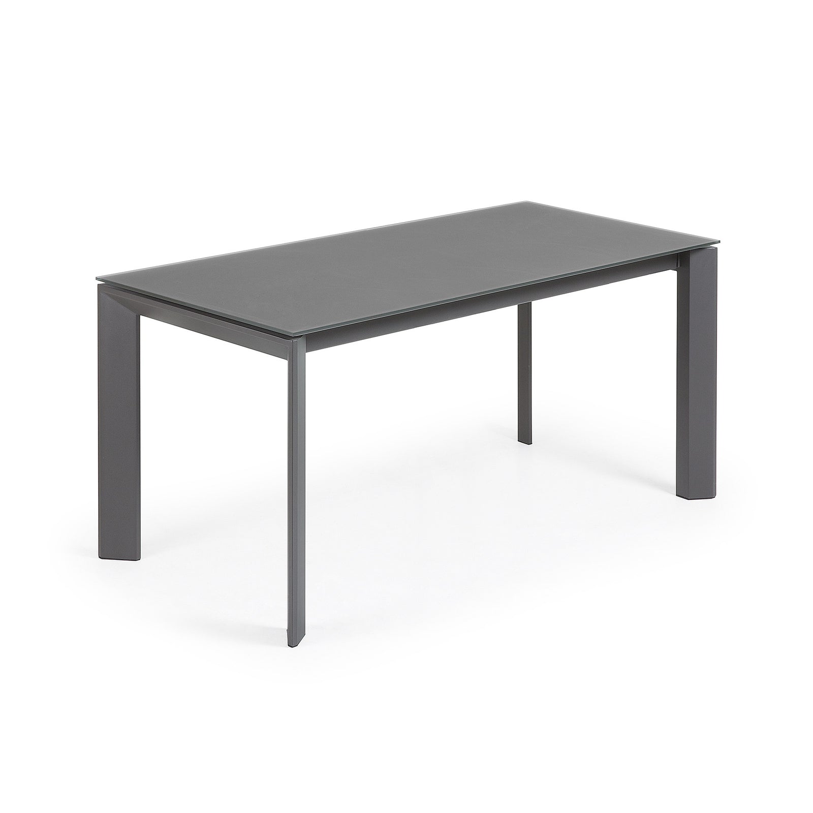 Produktbillede af KAVE HOME Axis spisebord m. butterflybordplade grå glas og mørkegrå stål 160 220 x90 i premium kvalitet