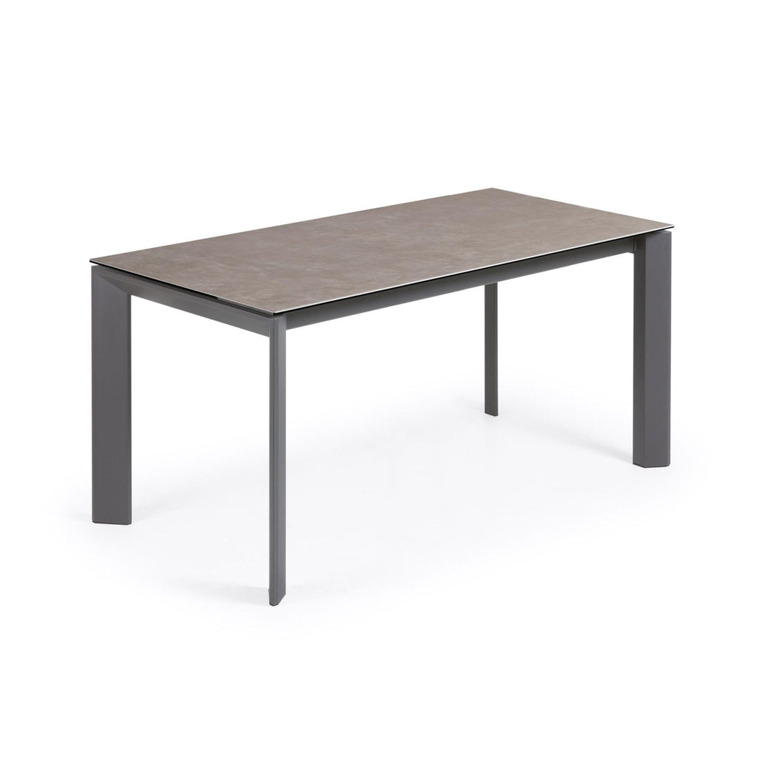 KAVE HOME Axis spisebord m. butterflybordplade Vulcano Ceniza porcelæn/antracitgrå stål 160 220