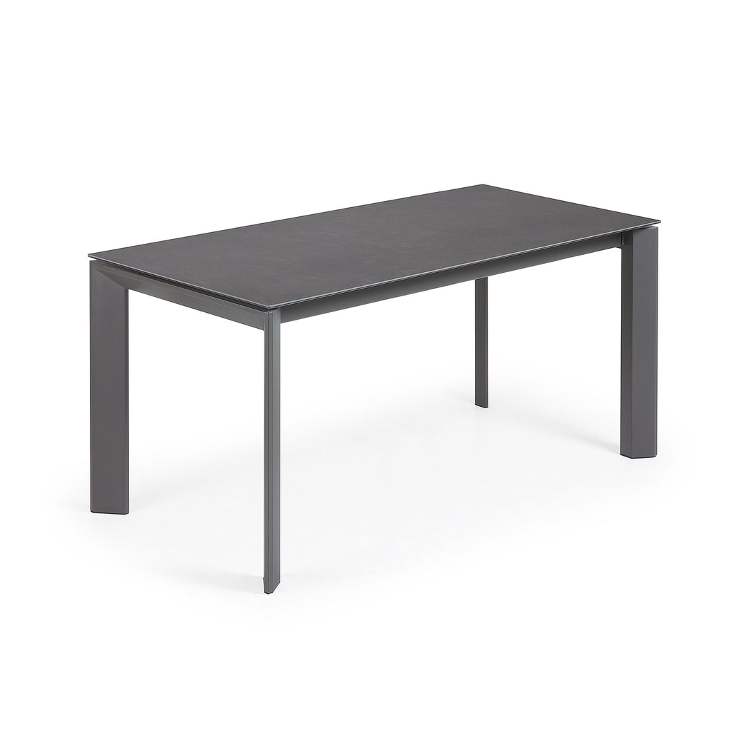 Produktbillede af KAVE HOME Axis spisebord m. butterflybordplade grå porcelæn og mørkegrå stål 160 220 x90 i premium kvalitet