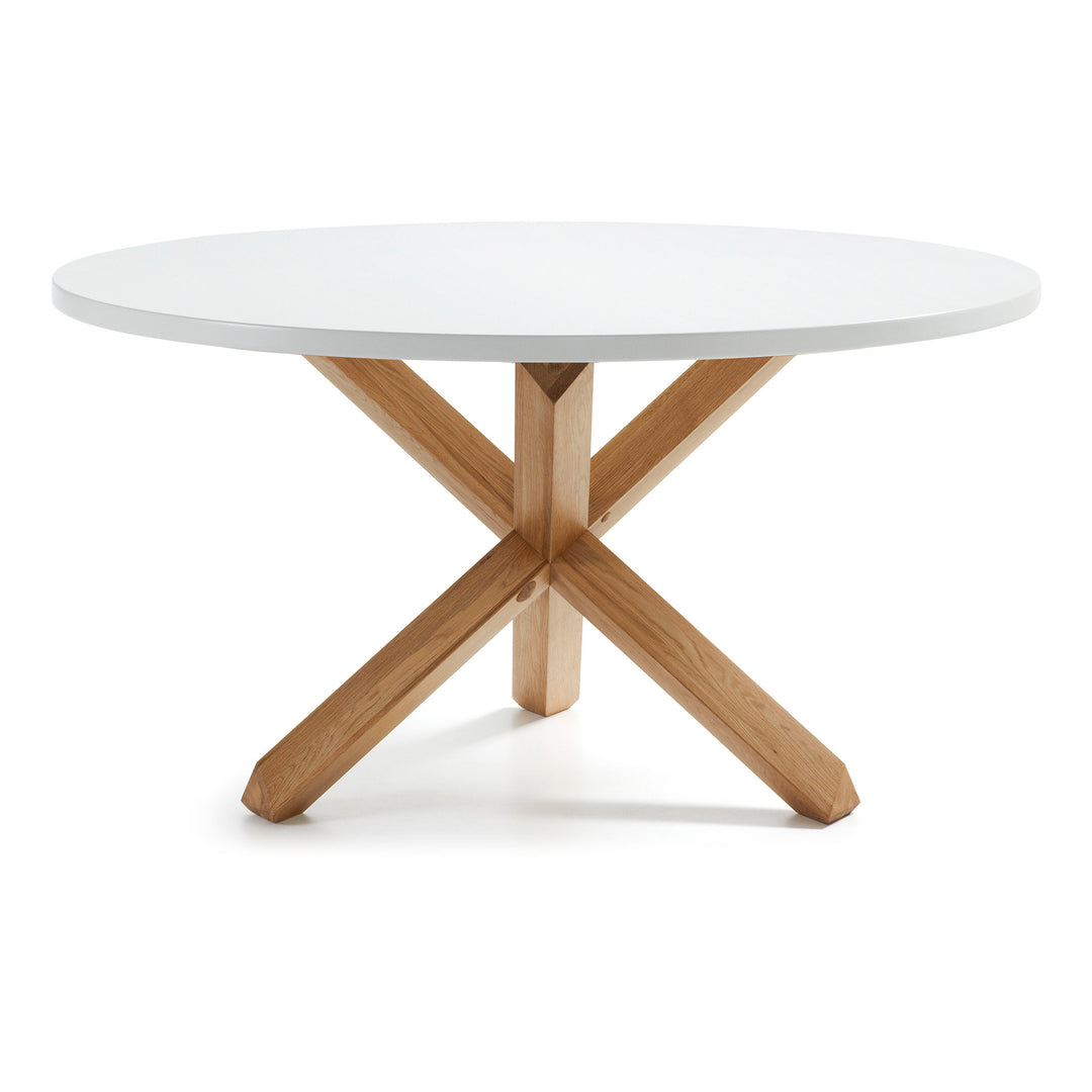KAVE HOME Nori spisebord hvid/natur MDF/egetræ rund Ø135