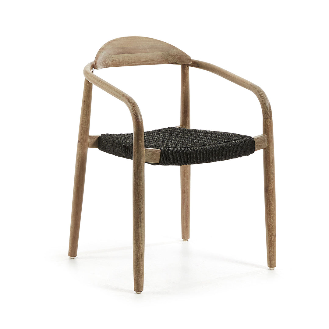 KAVE HOME Glynis armstol mørkegrå/natur polyester/eukalyptustræ m. armlæn