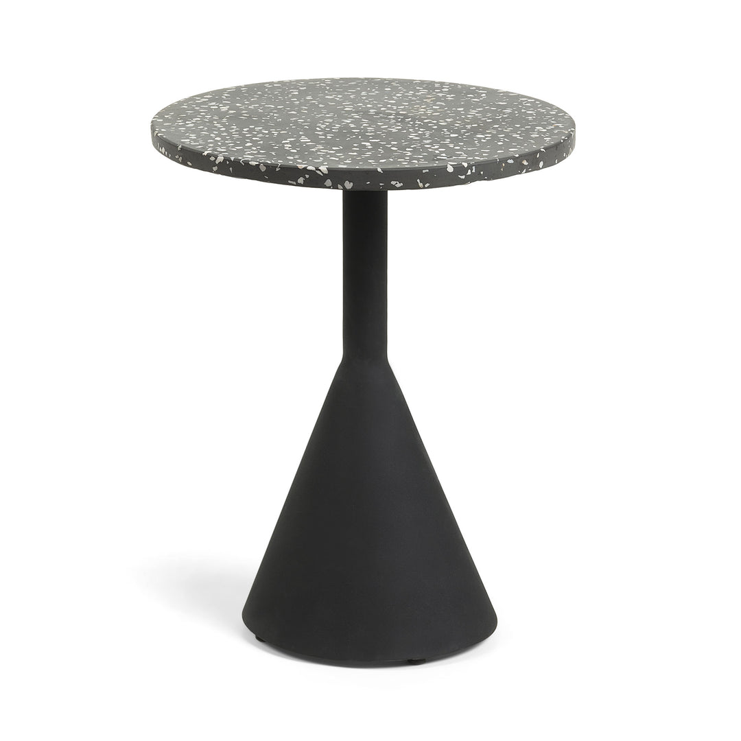 KAVE HOME rund Melano sidebord sort terrazzo/metal Ø40