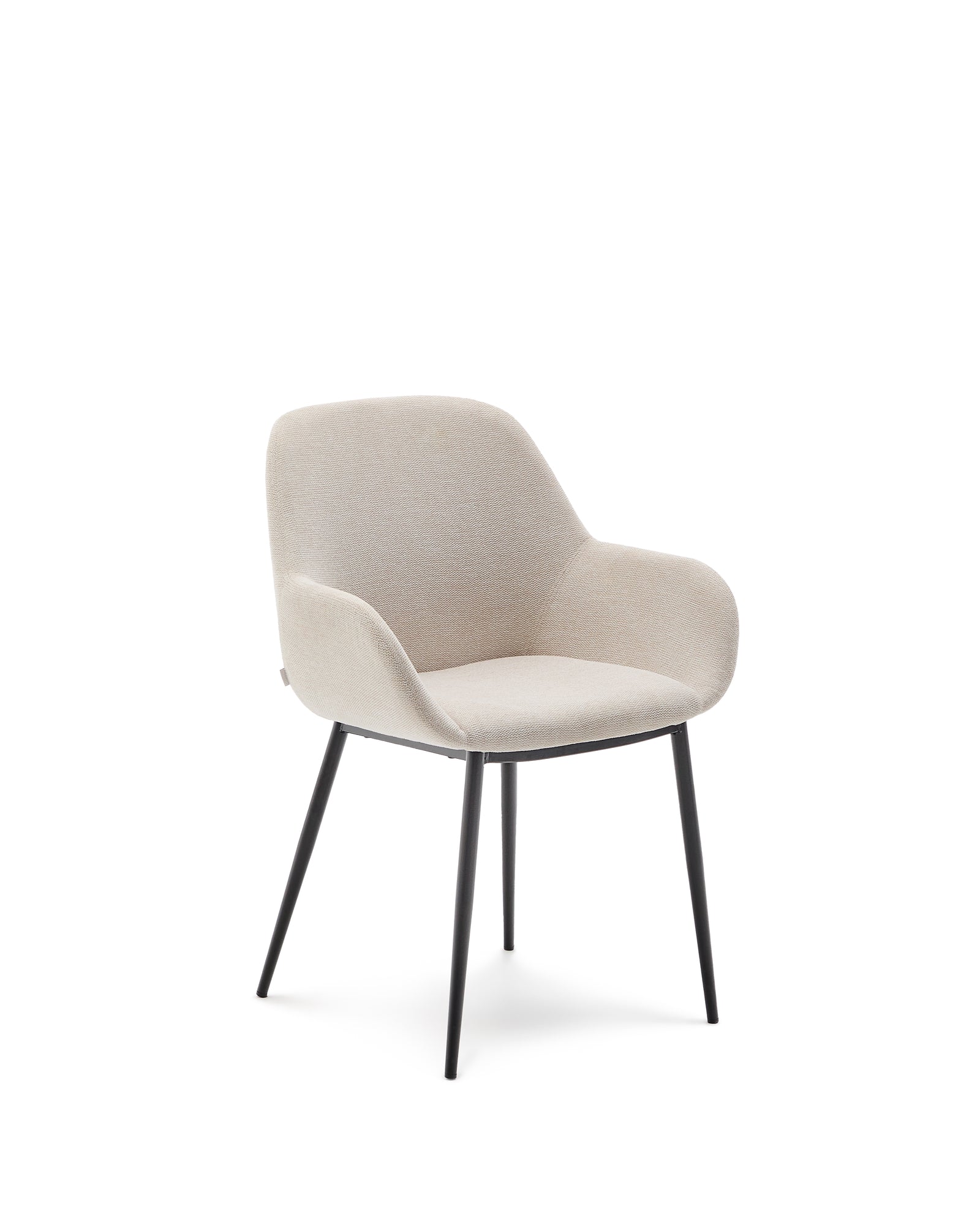 Produktbillede af KAVE HOME Konna spisebordsstol m. armlæn beige stof og sort stål i premium kvalitet