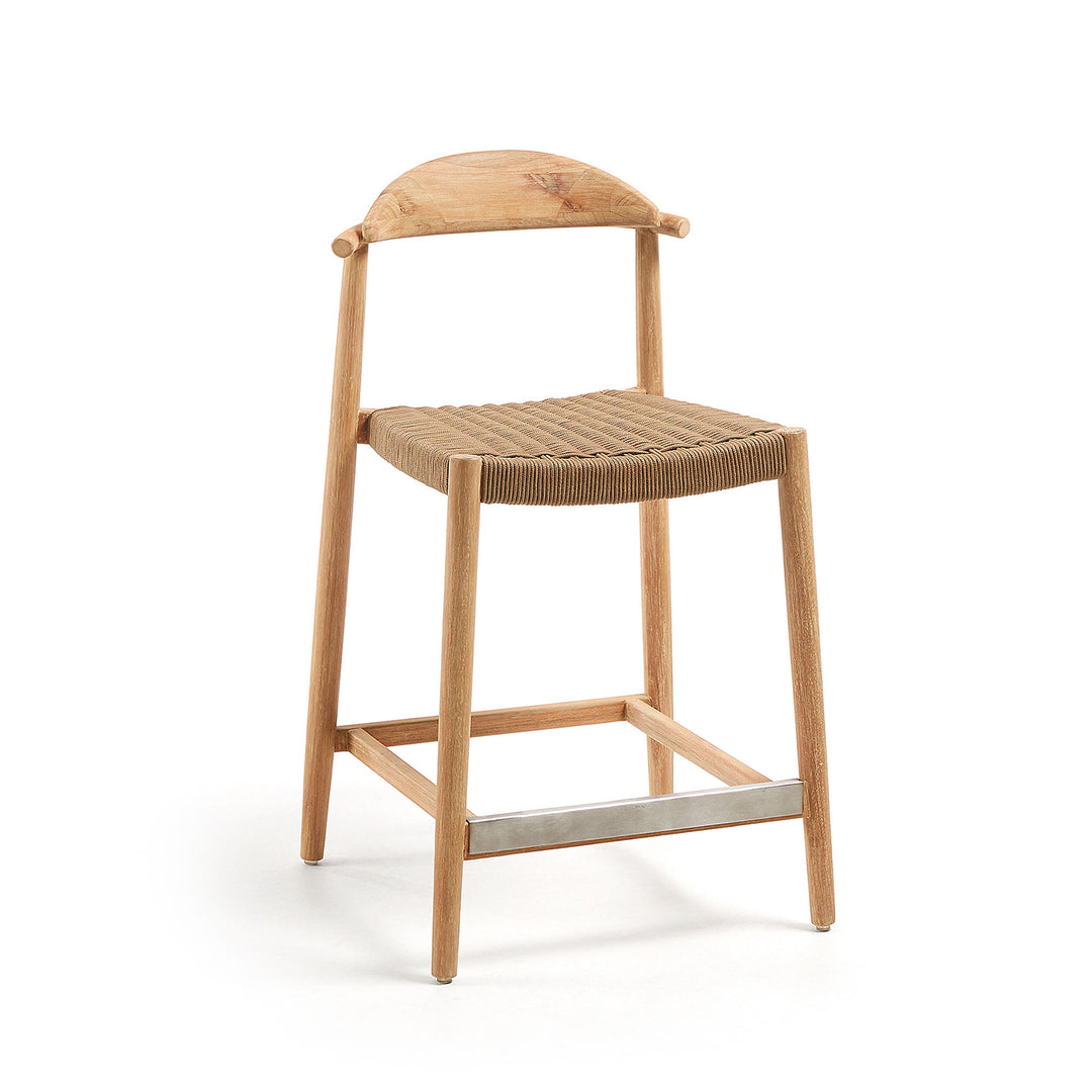 KAVE HOME Glynis barstol beige/natur polyester/eukalyptustræ høj