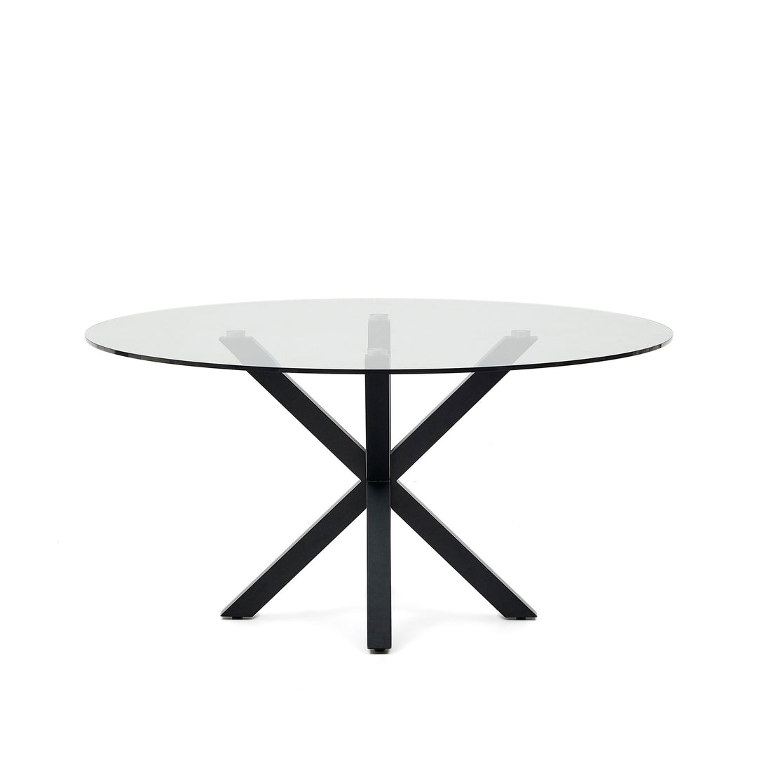 KAVE HOME Argo spisebord rund klar glas og sort stål Ø150