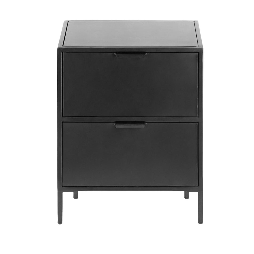 KAVE HOME Shantay sengebord m. 2 skuffer sort stål 40x50