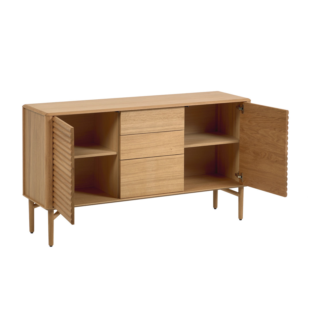 KAVE HOME Lenon skænk m. 2 låger og 3 skuffer natur eg 152x45