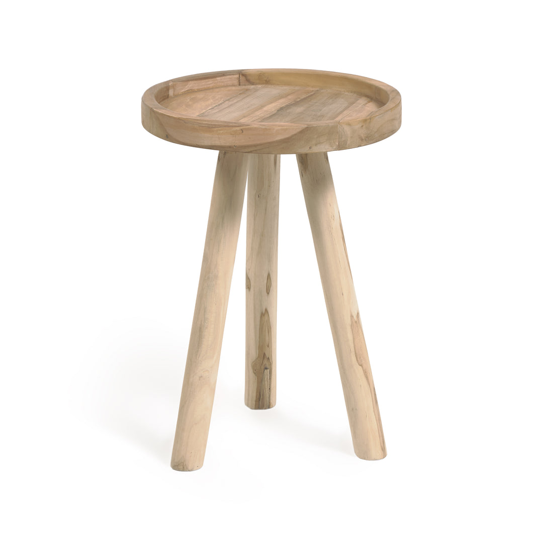KAVE HOME Glenda sidebord rund natur genanvendt teaktræ Ø35
