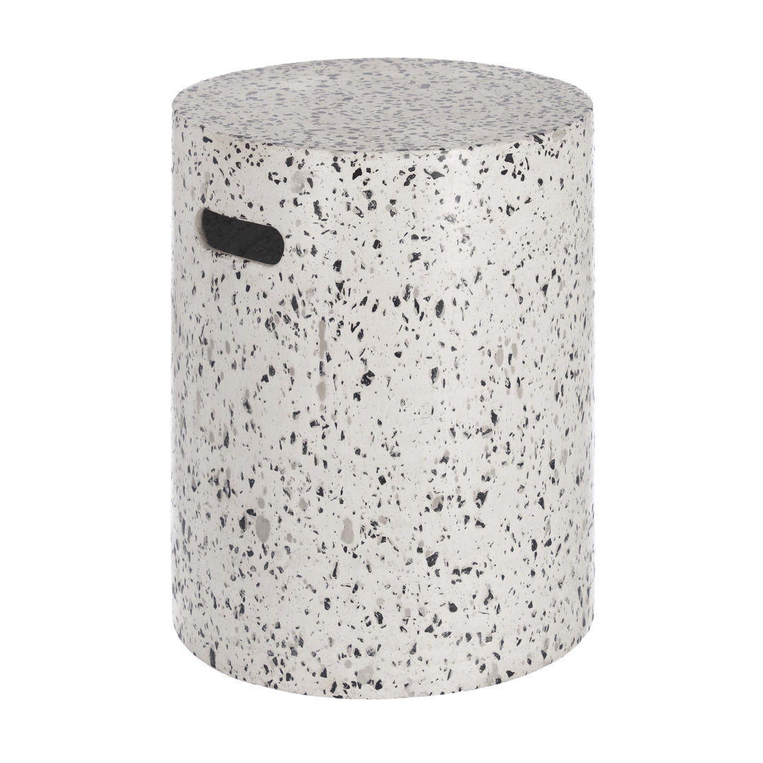 KAVE HOME Jenell havebord hvid terrazzo Ø35