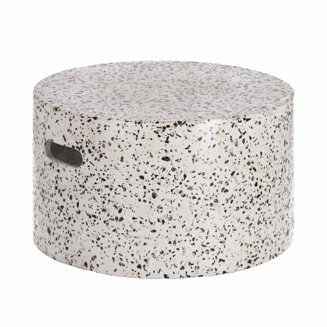 KAVE HOME rund Jenell havebord hvid terrazzo cement Ø52