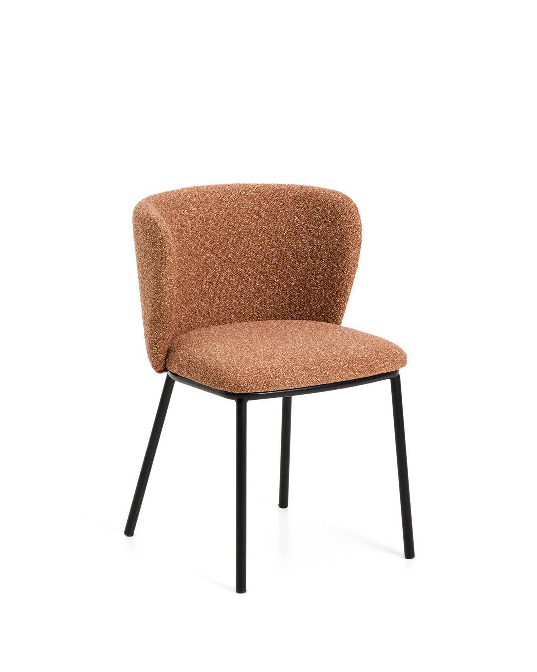 KAVE HOME Ciselia spisebordsstol terrakotta chenille stof og sort stål