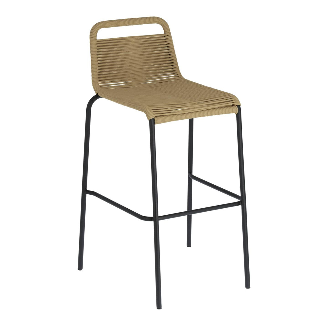 KAVE HOME Beige Glenville barstol til haven m. ryglæn og fodstøtte stål 100cm