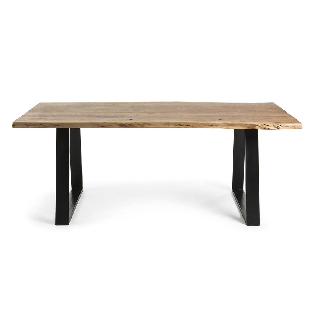KAVE HOME Sono spisebord rektangulært massivt natur akacietræ og sort metal 180x90