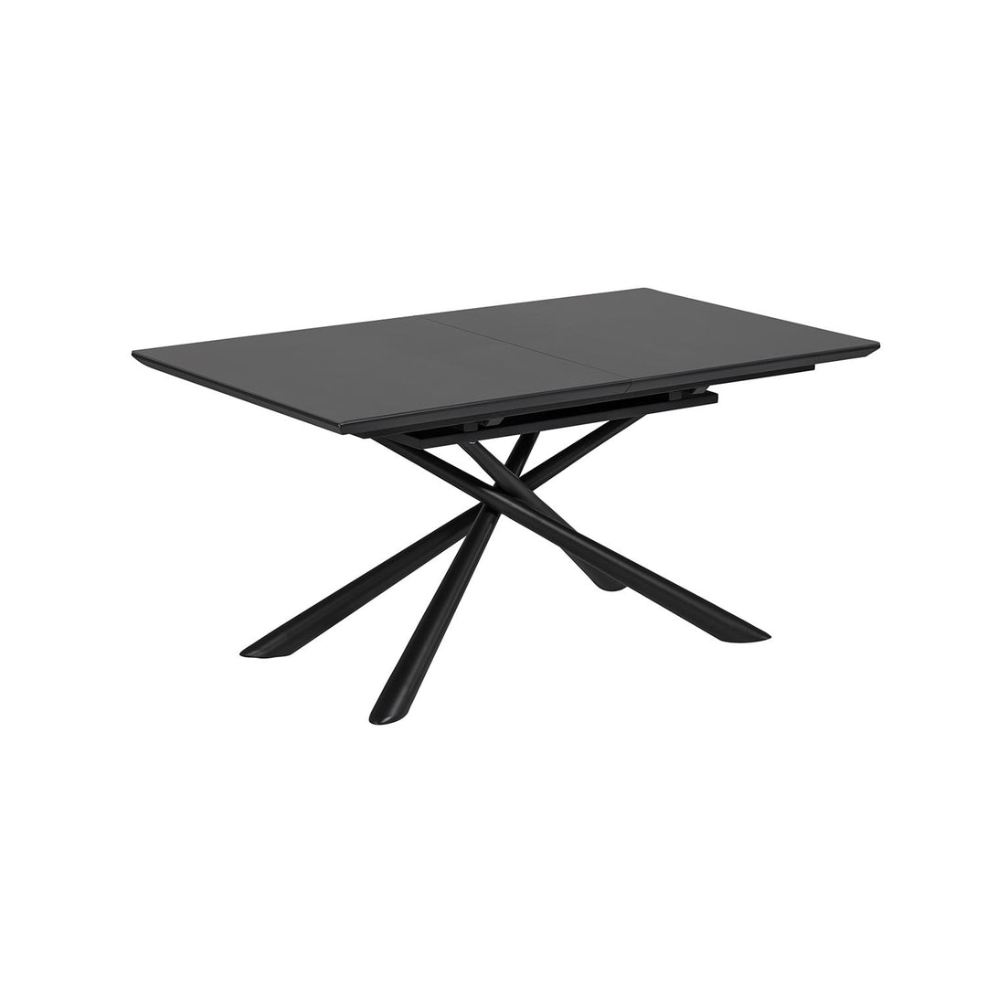 KAVE HOME Theone spisebord m. butterflybordplade klar glas og sort stål 160 210 x90