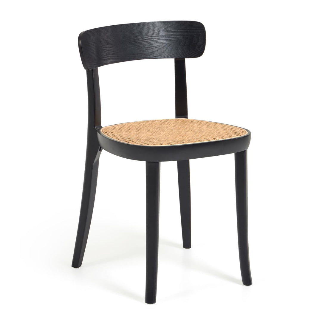 KAVE HOME Romane spisebordsstol natur rattan og sort askefinér/bøgetræ