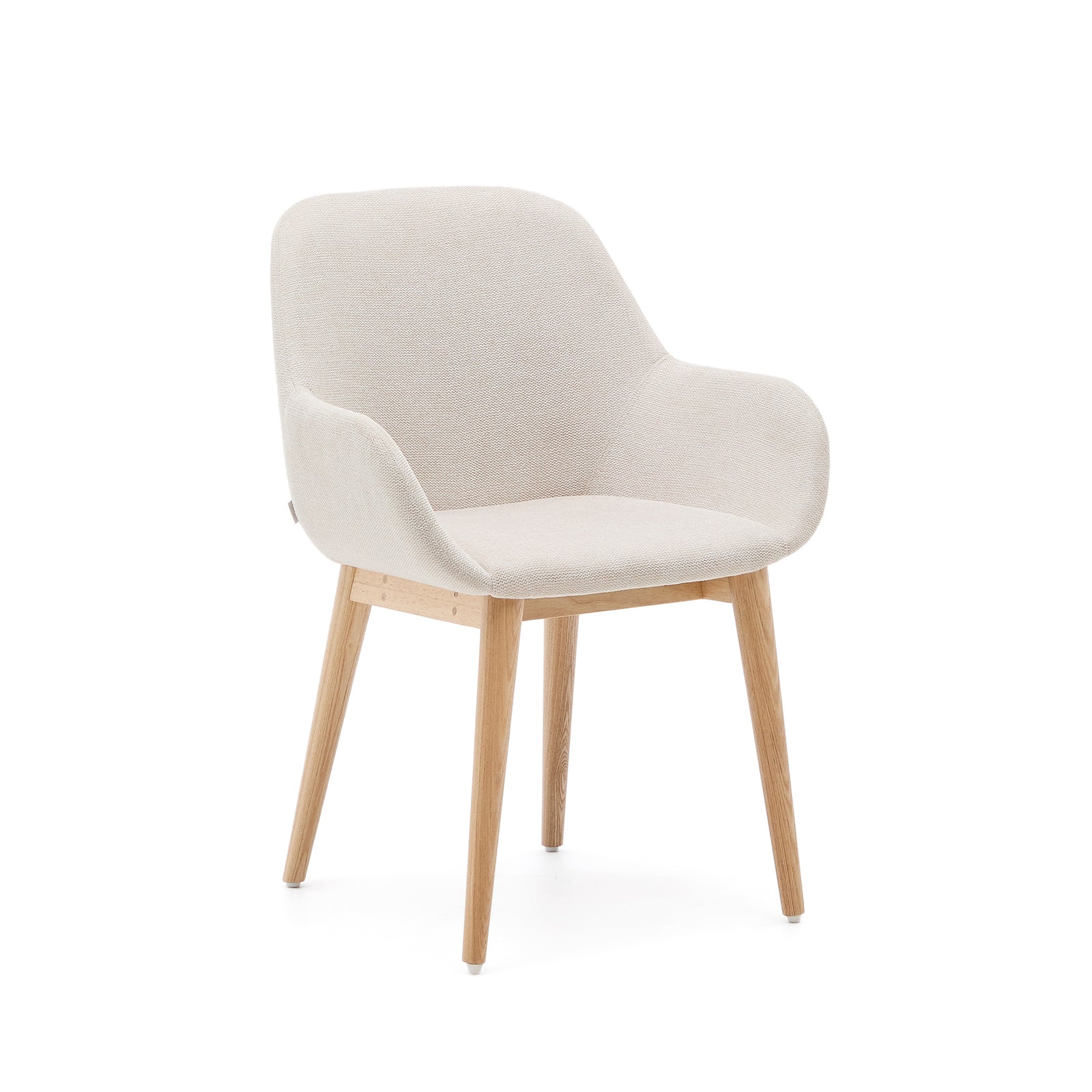 Produktbillede af KAVE HOME Konna spisebordsstol m. armlæn beige stof og natur asketræ i premium kvalitet
